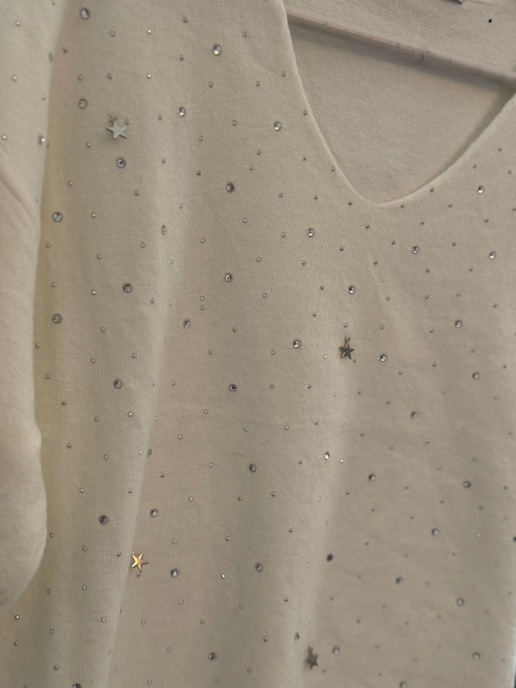 EMBELLISHED FINE KNIT JUMPER