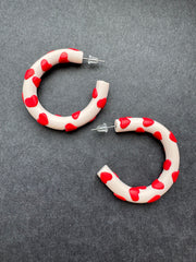 HEART CLAY HOOPS
