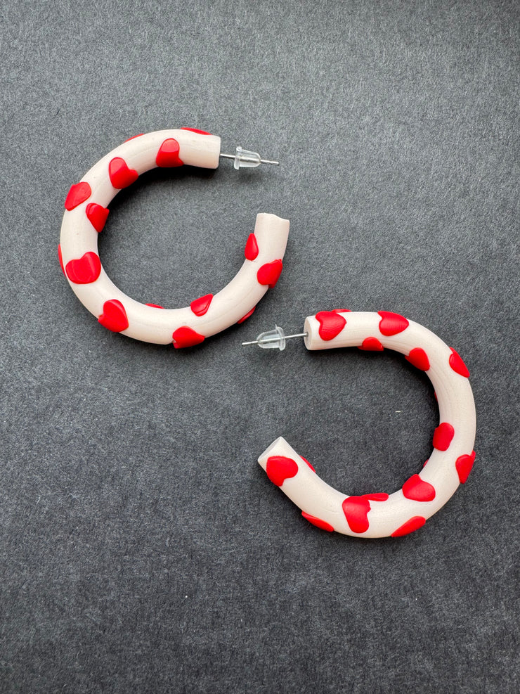 HEART CLAY HOOPS