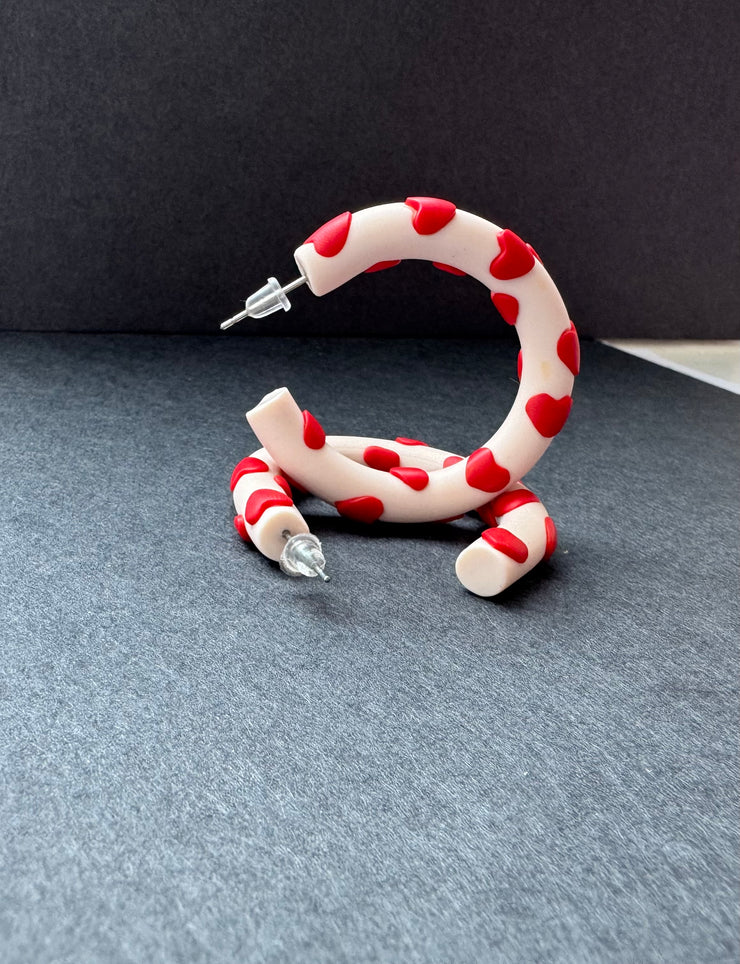HEART CLAY HOOPS