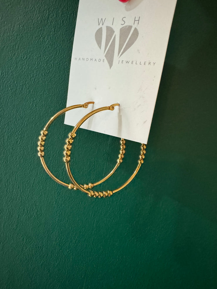 GOLD BEADED HOOPS BY WISH
