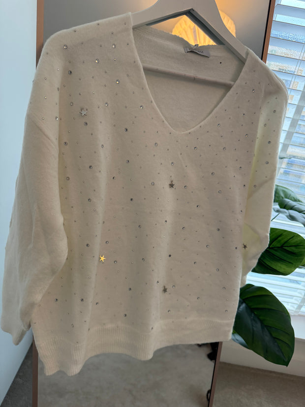 EMBELLISHED FINE KNIT JUMPER