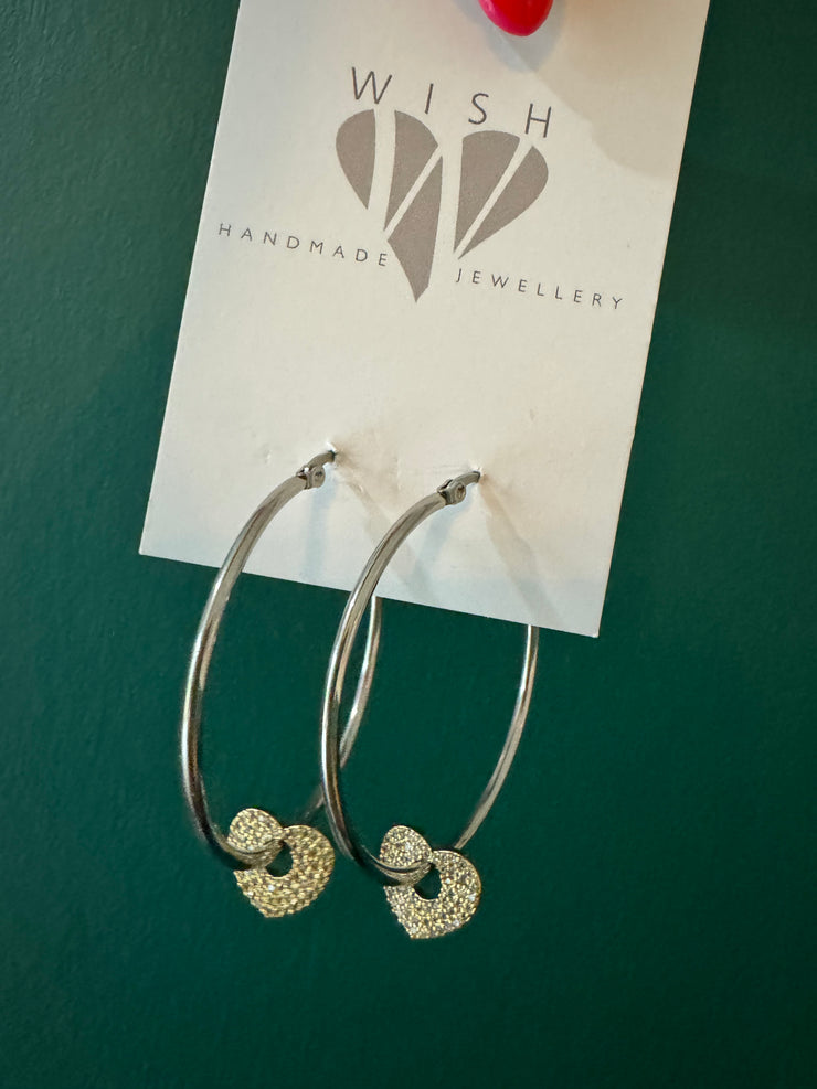 SILVER CHARM HOOPS BY WISH