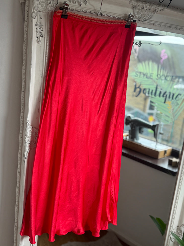 BIAS CUT SATIN MIDI SKIRT IN RED -  The Style Society Boutique 