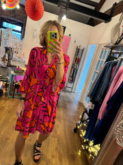 PRINTED SMOCK IN PINK -  The Style Society Boutique 
