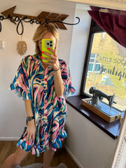 ABSTRACT  PRINT PLEAT DRESS -  The Style Society Boutique 