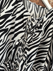 ZEBRA PRINT TIE FRONT BLOUSE -  The Style Society Boutique 