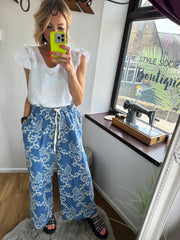 EMBROIDERED WIDE LEG TROUSER -  The Style Society Boutique 