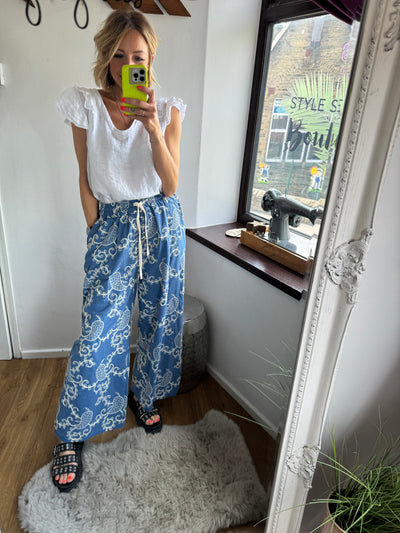 EMBROIDERED WIDE LEG TROUSER -  The Style Society Boutique 