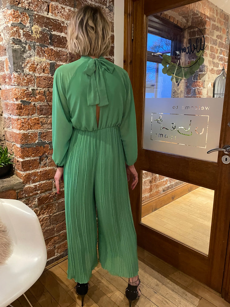 PLEATED CULOTTE JUMPSUIT IN GREEN -  The Style Society Boutique 