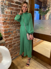 PLEATED CULOTTE JUMPSUIT IN GREEN -  The Style Society Boutique 