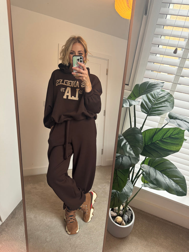 LA BUBBLE HEM HOODY IN BROWN