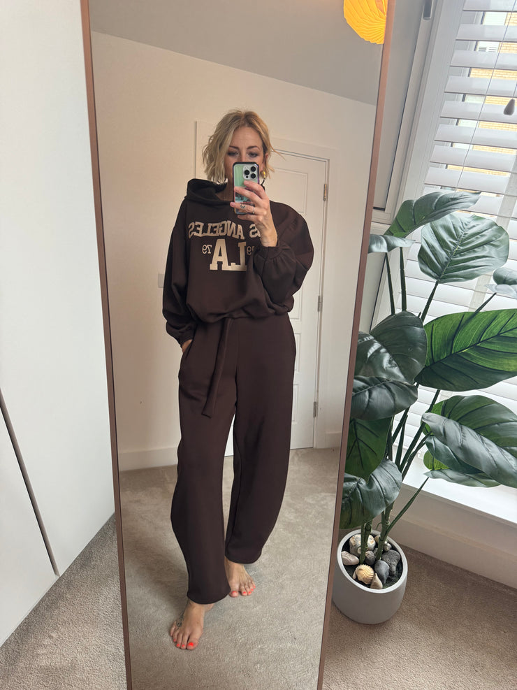 LA BUBBLE HEM HOODY IN BROWN