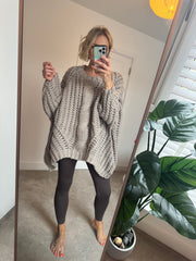 LUXE SUPERSIZED CABLE KNIT JUMPER IN FAWN