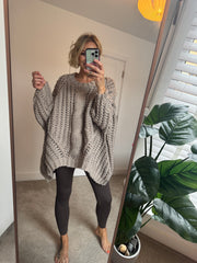 LUXE SUPERSIZED CABLE KNIT JUMPER IN FAWN