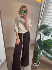 EMBELLISHED SHORT SLEEVE JUMPER IN CREAM