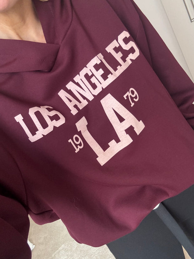LA BUBBLE HEM HOODY IN WINE